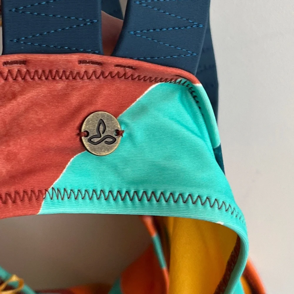 PRANA Neolani One Piece Swimsuit Geometric Pattern Atlantic Seaglass Resortwear - Picture 4 of 16